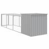 Chicken Cage with Run - Light Grey Galvanised Steel 110x405 cm