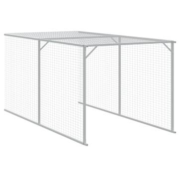 Chicken Cage with Run - Light Grey Galvanised Steel 110x405 cm