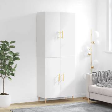 Stylish Highboard High Gloss White - 69.5x34x180 cm