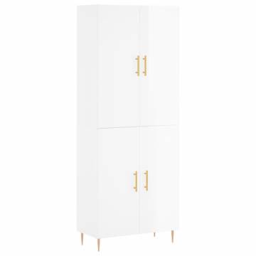 Stylish Highboard High Gloss White - 69.5x34x180 cm