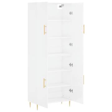 Stylish Highboard High Gloss White - 69.5x34x180 cm