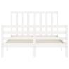 Elegant White Bed Frame with Headboard - 140x200 cm Solid Wood