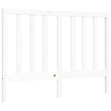 Elegant White Bed Frame with Headboard - 140x200 cm Solid Wood