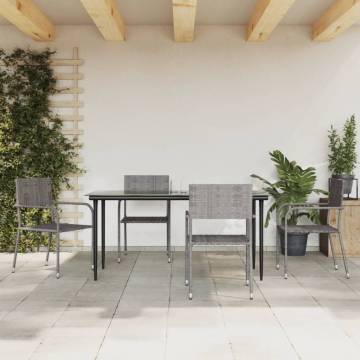 5 Piece Garden Dining Set - Grey Poly Rattan | Hipo Market