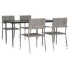 5 Piece Garden Dining Set - Grey Poly Rattan | Hipo Market