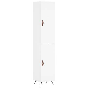 Elegant Highboard in White - 34.5x34x180 cm Engineered Wood