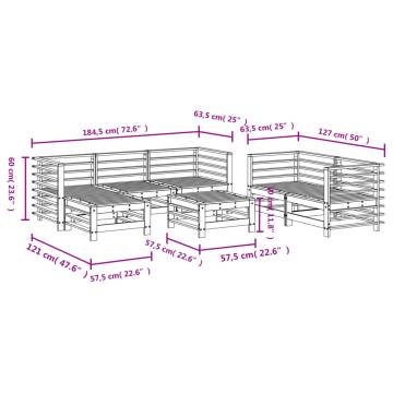 7 Piece Garden Lounge Set - White Solid Pine - Hipomarket