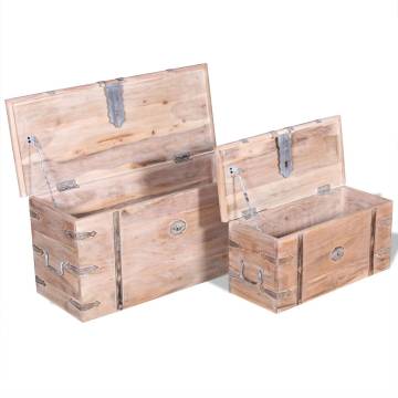 Two Piece Acacia Wood Storage Chest Set - Unique & Stylish