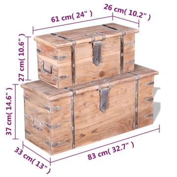 Two Piece Acacia Wood Storage Chest Set - Unique & Stylish