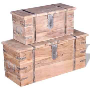 Two Piece Acacia Wood Storage Chest Set - Unique & Stylish