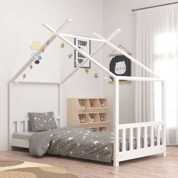 Kids Bed Frame White Solid Pine Wood 70x140 cm | Hipomarket