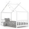 Kids Bed Frame White Solid Pine Wood 70x140 cm | Hipomarket