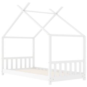 Kids Bed Frame White Solid Pine Wood 70x140 cm | Hipomarket