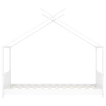 Kids Bed Frame White Solid Pine Wood 70x140 cm | Hipomarket