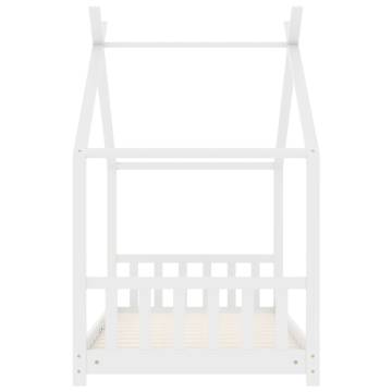 Kids Bed Frame White Solid Pine Wood 70x140 cm | Hipomarket