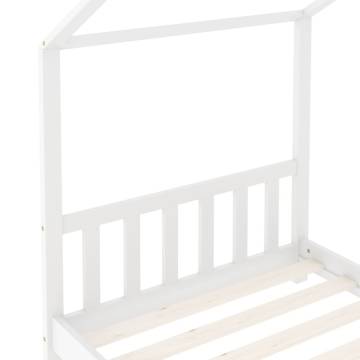 Kids Bed Frame White Solid Pine Wood 70x140 cm | Hipomarket