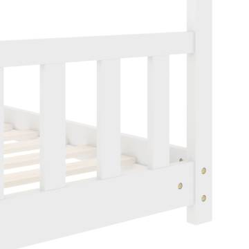 Kids Bed Frame White Solid Pine Wood 70x140 cm | Hipomarket