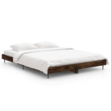 Bed Frame Smoked Oak 140x190 cm - Stylish & Durable Design