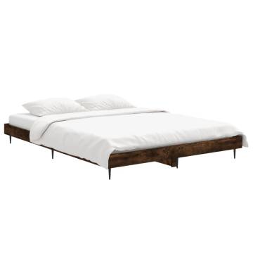 Bed Frame Smoked Oak 140x190 cm - Stylish & Durable Design