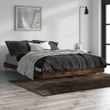 Bed Frame Smoked Oak 140x190 cm - Stylish & Durable Design