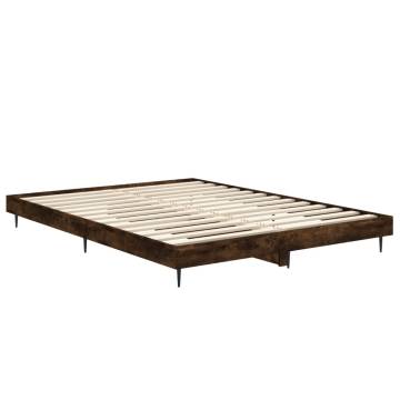 Bed Frame Smoked Oak 140x190 cm - Stylish & Durable Design