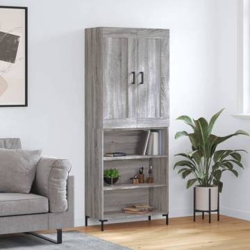 Stylish Highboard Grey Sonoma - 69.5x34x180 cm