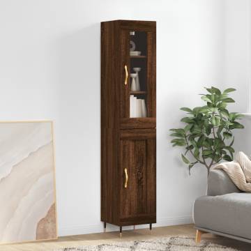 Stylish Highboard Brown Oak - 34.5x34x180 cm | HipoMarket