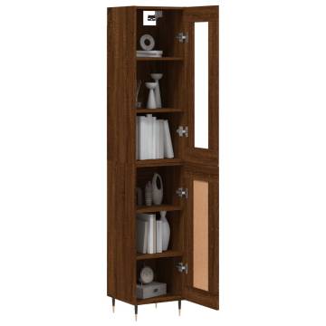 Stylish Highboard Brown Oak - 34.5x34x180 cm | HipoMarket