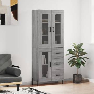 Stylish Highboard Grey Sonoma - 69.5x34x180 cm | HipoMarket