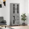 Highboard Grey Sonoma 69.5x34x180 cm Engineered Wood Colour grey sonoma Quantity in Package 1 Model 1 glass door 3 drawers 