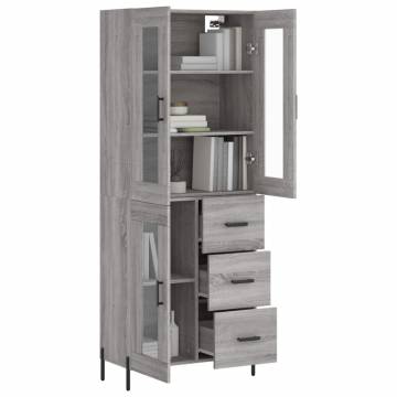 Stylish Highboard Grey Sonoma - 69.5x34x180 cm | HipoMarket