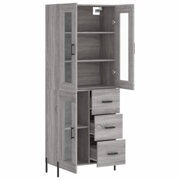 Stylish Highboard Grey Sonoma - 69.5x34x180 cm | HipoMarket