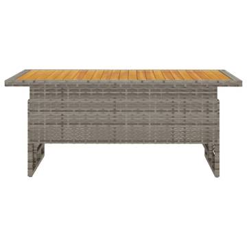 Garden Table Grey - Solid Wood & Poly Rattan | HipoMarket