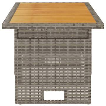 Garden Table Grey - Solid Wood & Poly Rattan | HipoMarket