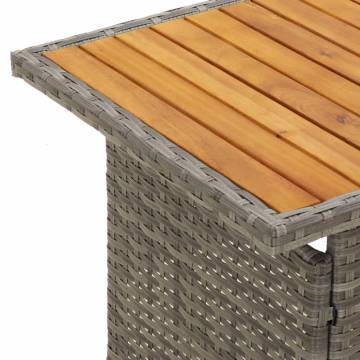 Garden Table Grey - Solid Wood & Poly Rattan | HipoMarket