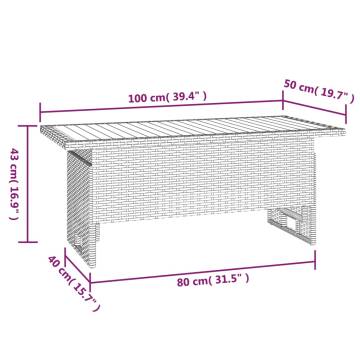 Garden Table Grey - Solid Wood & Poly Rattan | HipoMarket