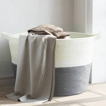 Laundry Basket Grey and White Ø60x36 cm Cotton - Stylish & Durable