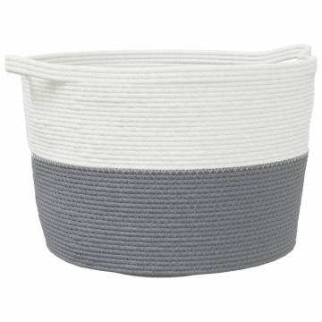 Laundry Basket Grey and White Ø60x36 cm Cotton - Stylish & Durable