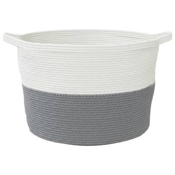 Laundry Basket Grey and White Ø60x36 cm Cotton - Stylish & Durable