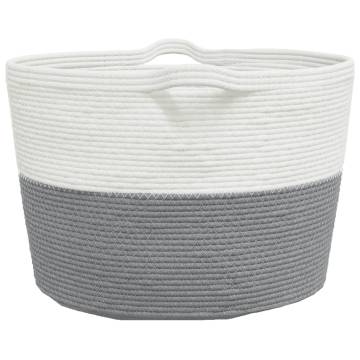 Laundry Basket Grey and White Ø60x36 cm Cotton - Stylish & Durable