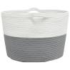 Laundry Basket Grey and White Ø60x36 cm Cotton - Stylish & Durable