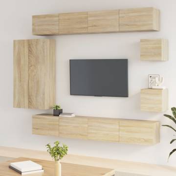 8 Piece Sonoma Oak TV Cabinet Set - Stylish & Practical Storage