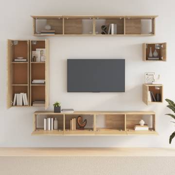 8 Piece Sonoma Oak TV Cabinet Set - Stylish & Practical Storage