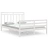 White Solid Wood Bed Frame 150x200 cm King Size - Hipomarket