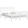 White Solid Wood Bed Frame 150x200 cm King Size - Hipomarket