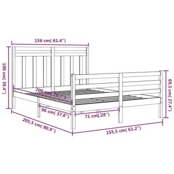 White Solid Wood Bed Frame 150x200 cm King Size - Hipomarket