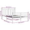 White Solid Wood Bed Frame 150x200 cm King Size - Hipomarket