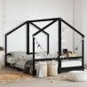 Kids Bed Frame Black 2x(80x200) cm Solid Wood Pine Colour black Size 2 x (80 x 200) cm 