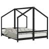 Kids Bed Frame Black - Solid Wood Pine | Hipomarket