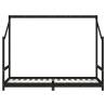 Kids Bed Frame Black - Solid Wood Pine | Hipomarket